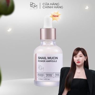 Tinh chất hỗ trợ dưỡng sáng, làm mờ nếp nhăn B.O.M Snail Mucin Power Ampoule - 30ml