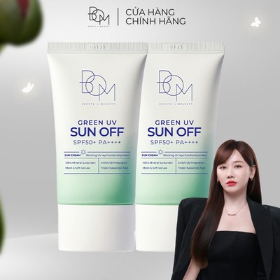 Combo 2 Kem Chống Nắng Nâng Tông B.O.M Green UV Sun Off SPF 50+ PA++++ 50ml, Kem Chống Nắng Vật Lý Nâng Tông Da