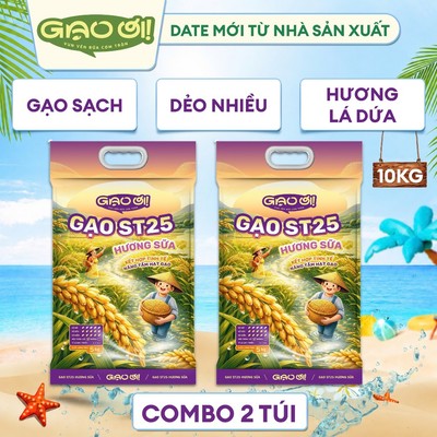 Combo 2 Túi Gạo ST25 Hương Sữa Gạo Ơi Túi 5kg - Chính Hãng Gạo Thơm Ngon Dẻo Nhiều