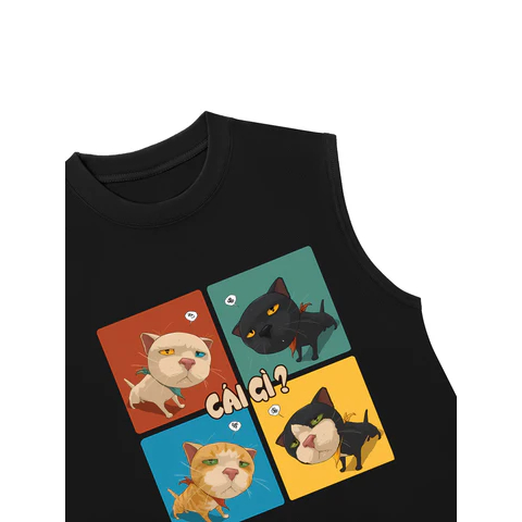 Áo Ba Lỗ Relaxed Fit MemeWear - Meme Cat Huh