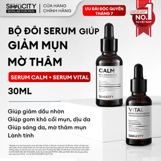Combo serum Calm & Vital giảm mụn sáng da mờ thâm cho nam BHA + Peptide + 5% Niacinamide Men Stay Simplicity 30ml