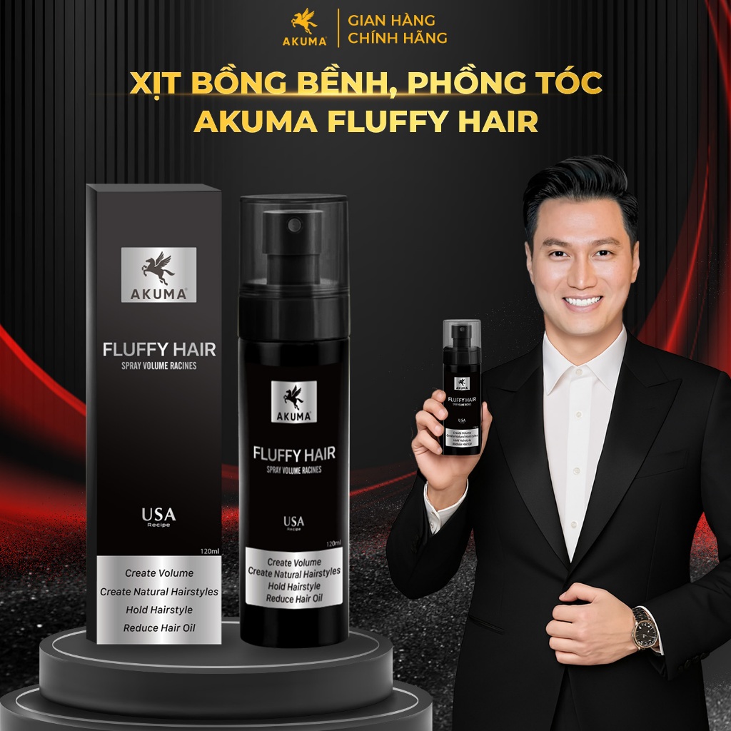 Xịt Tạo Phồng FLUFY HAIR AKUMA [ TẶNG LƯỢC TẠO TEXTURE ]