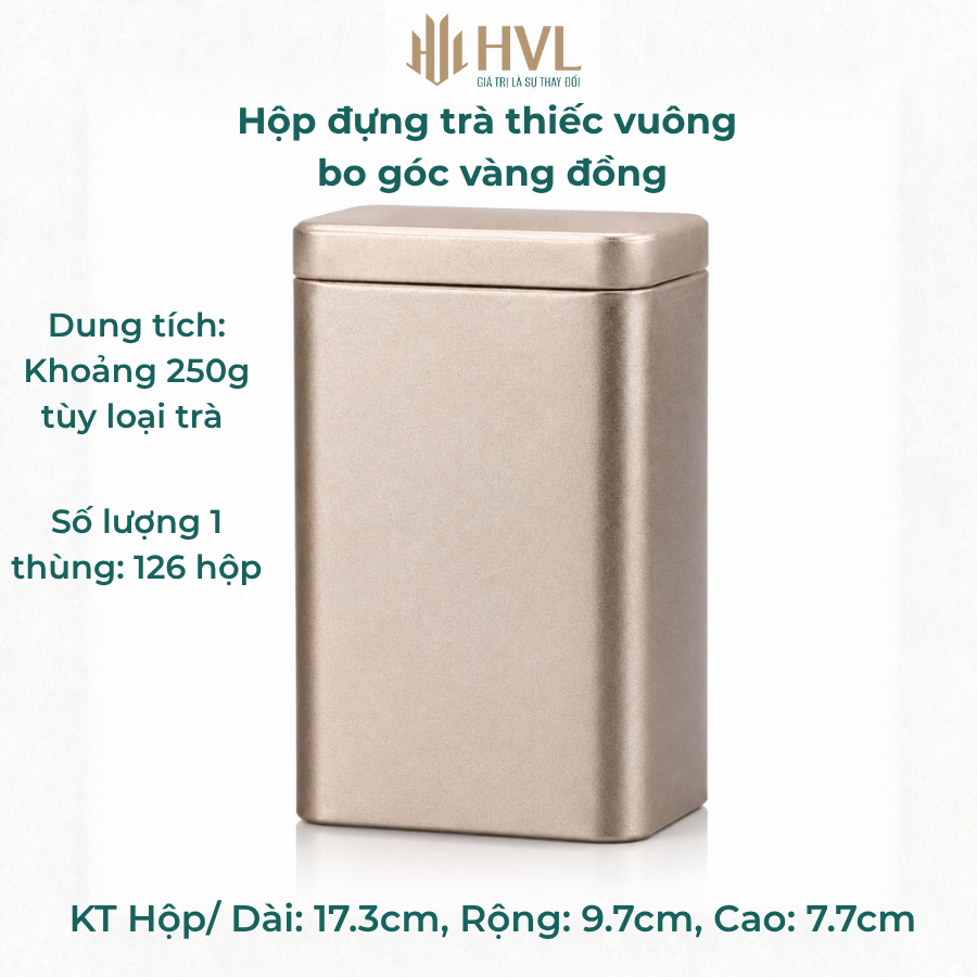 Hộp thiếc đựng trà hình chữ nhật, Hộp đựng trà hoa - HVL TEA