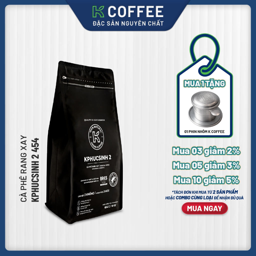 Cà Phê Hạt Kphucsinh 2 Nguyên Chất  K Coffee - Cà Phê Rang Hạt & Rang Xay Đậm Vị  Pha Phin Pha Máy