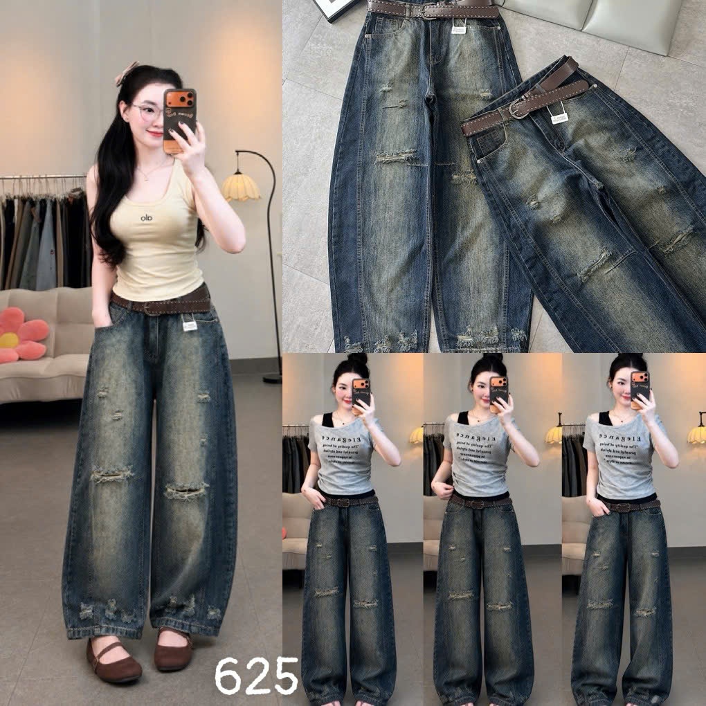 Quần Jean Suông Phối Baggy Form Boy Thụng MS625 – Cá Tính, Tôn Dáng, Dễ Phối Đồ