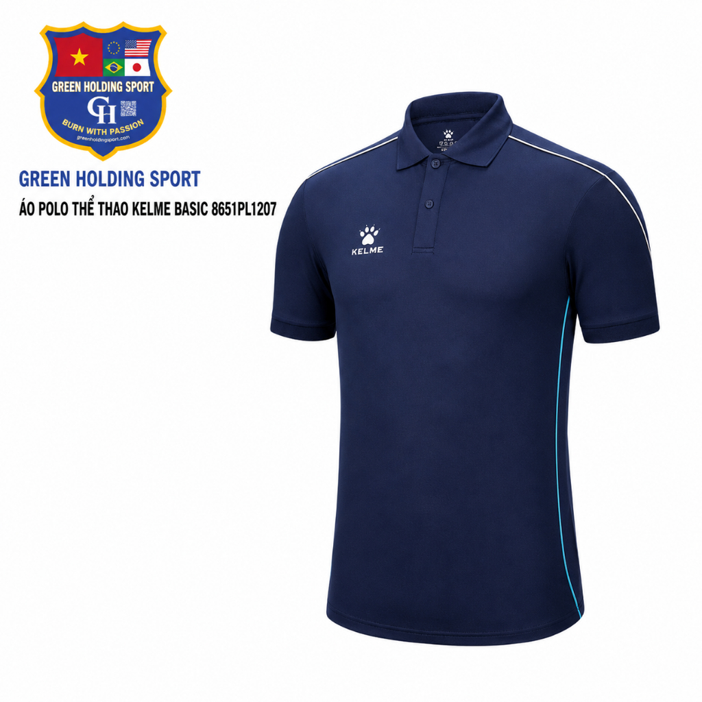 Áo Polo Thể Thao Kelme Basic Có Cổ Nam Chính Hãng 3 Màu Thoáng Mát, Lịch Lãm