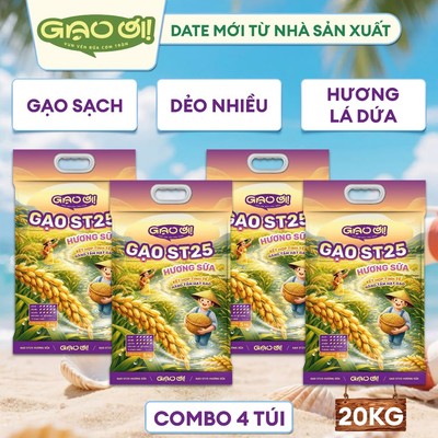 Combo 4 Túi Gạo ST25 Hương Sữa Gạo Ơi Túi 5kg - Chính Hãng Gạo Thơm Ngon Dẻo Nhiều - Tổng 20kg