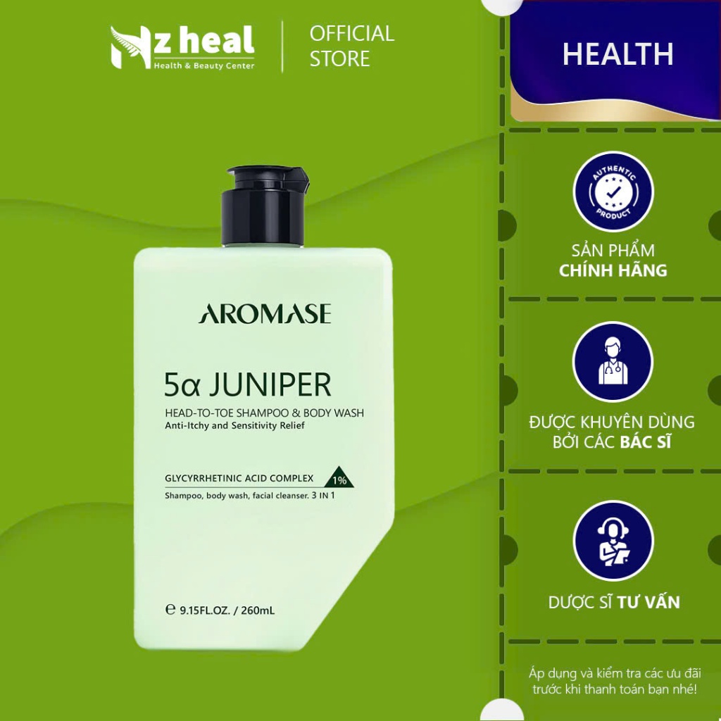 Sữa tắm gội toàn thân AROMASE Head-To-Toe Shampoo & Body Wash (260ml)