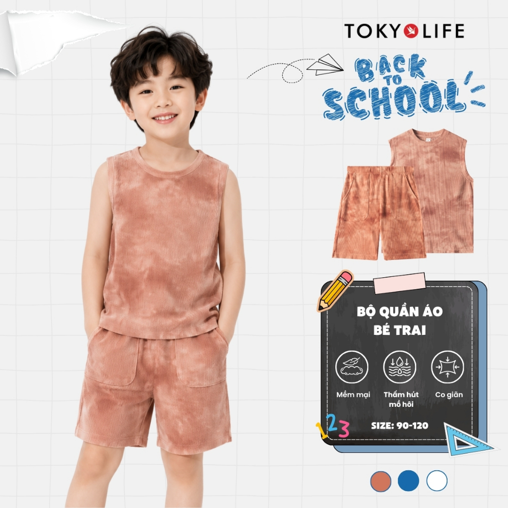 Bộ quần áo bé trai TOKYOLIFE mềm mại thoáng mát co giãn thoải mái 40000436
