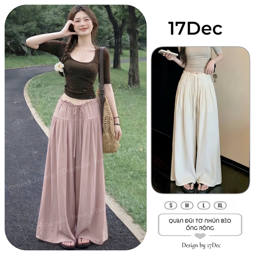 Quần đũi linen giả váy ống rộng 17Dec-818, quần đũi tơ ống rộng giả váy thiết…