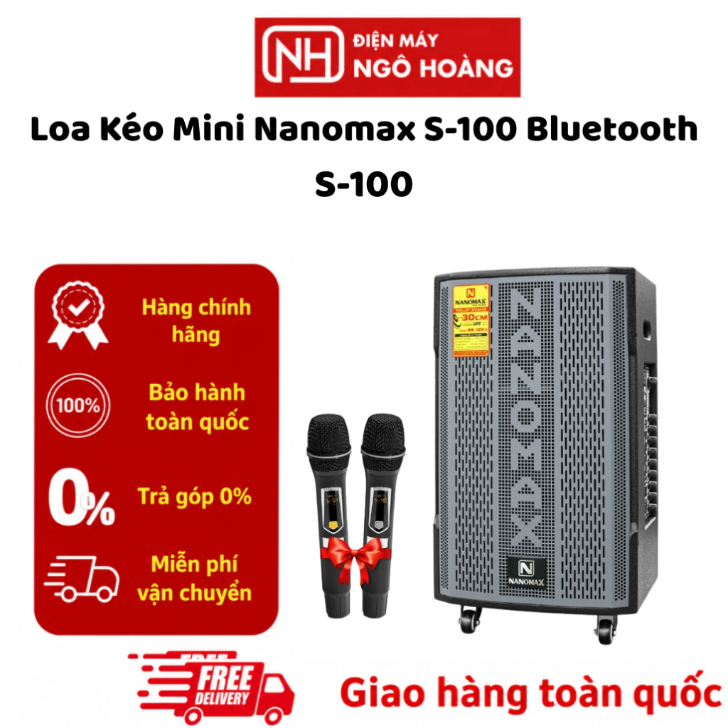 S100 - Loa Kéo Nanomax S100 Bass 30cm Chính Hãng Karaoke Bluetooth Di Động