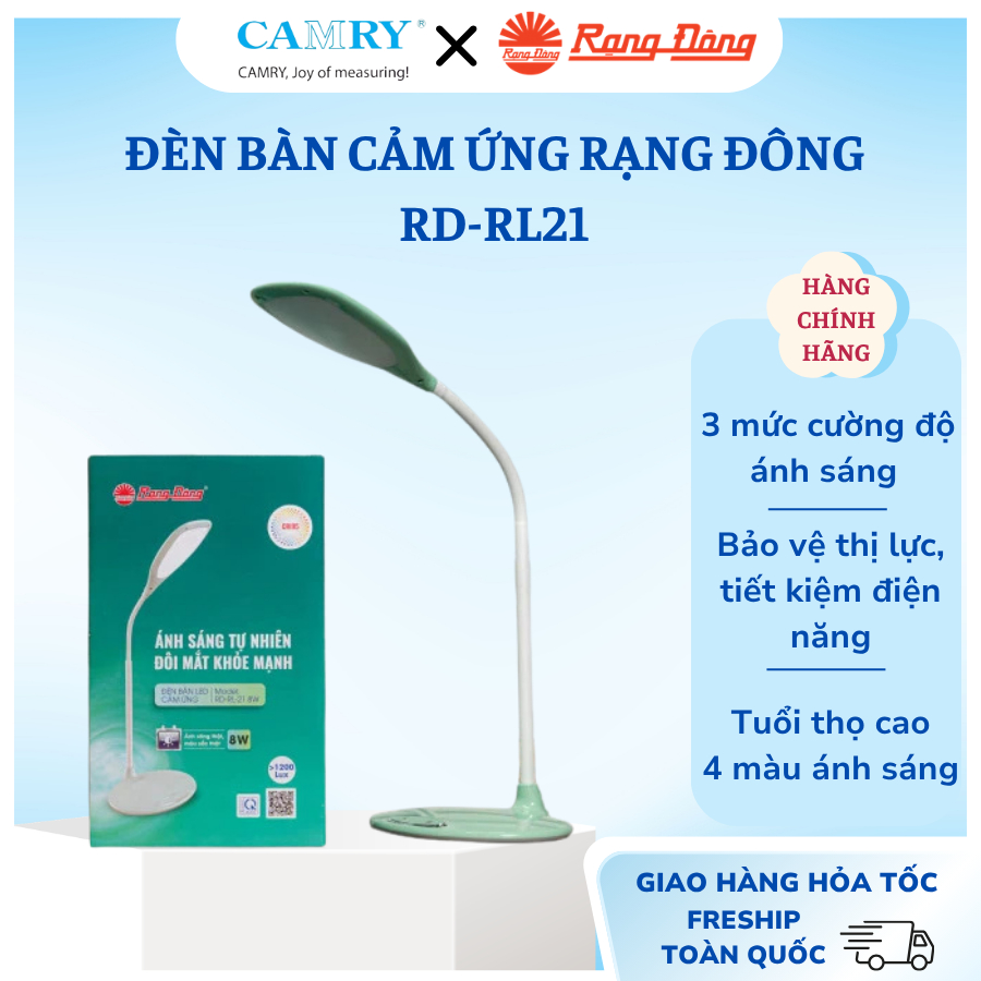 Đèn Bàn Cảm Ứng Rạng Đông RD-RL21 8W – 3 Mức Ánh Sáng, Bảo Vệ Thị Lực, An Toàn Khi Sử Dụng