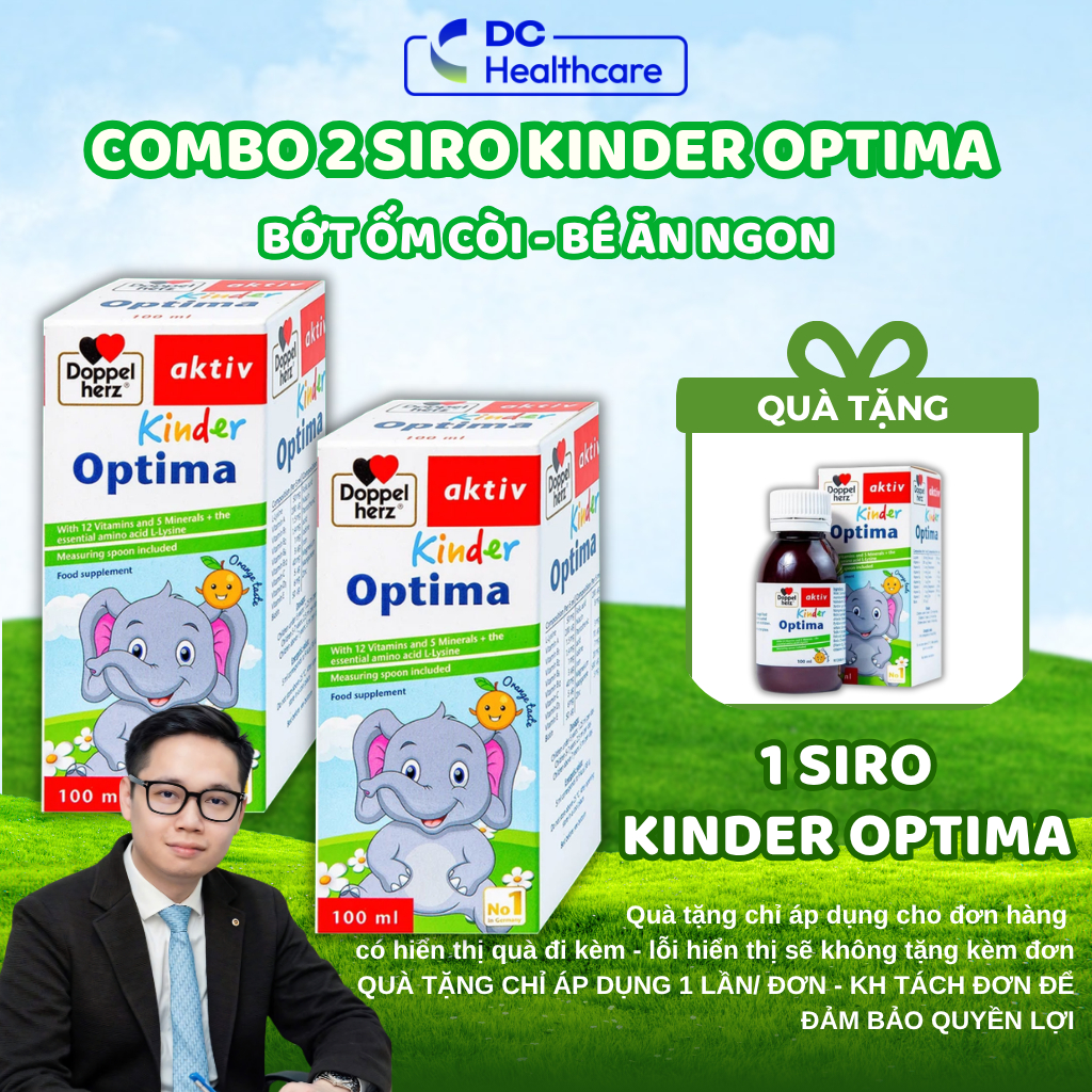 [COMBO 2 HỘP] Siro Ăn Ngon Kinder Optima Doppelherz Bổ Sung L-Lysine, Vitamin & Khoáng Chất Cho Bé