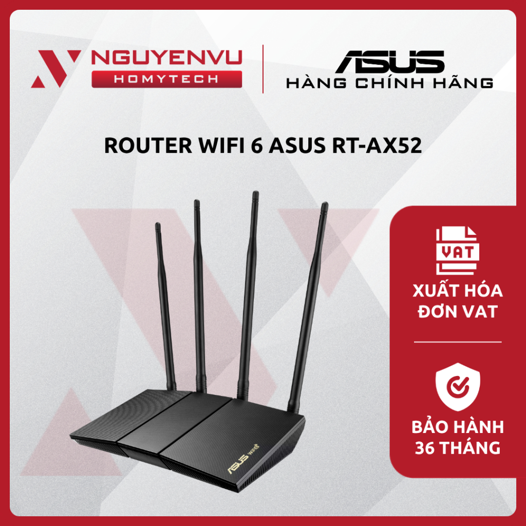 [Full VAT] Router WiFi 6 ASUS RT-AX1800HP (AX1800/Gigabit/AiMesh/Xuyên tường mạnh mẽ) - CHÍNH HÃNG