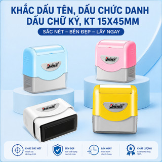 Khắc Dấu Theo Yêu Cầu – Dấu Tên, Dấu Chức Danh, Dấu Chữ Ký DeskMate Cao Cấp 15x45mm (Tặng Mực)
