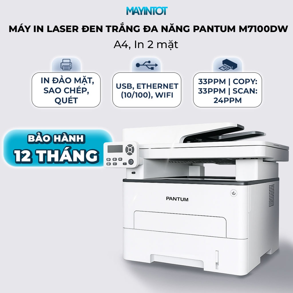 Máy In Laser Đen Trắng Đa Năng Pantum M7100DW , A4, In 2 mặt, Tích Hợp Wi-Fi - Máy In Tốt