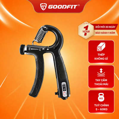 Kìm bóp tay, kìm tập tay chữ A có đếm số tự động chính hãng GoodFit GF02E điều chỉnh lực từ 5-60kg