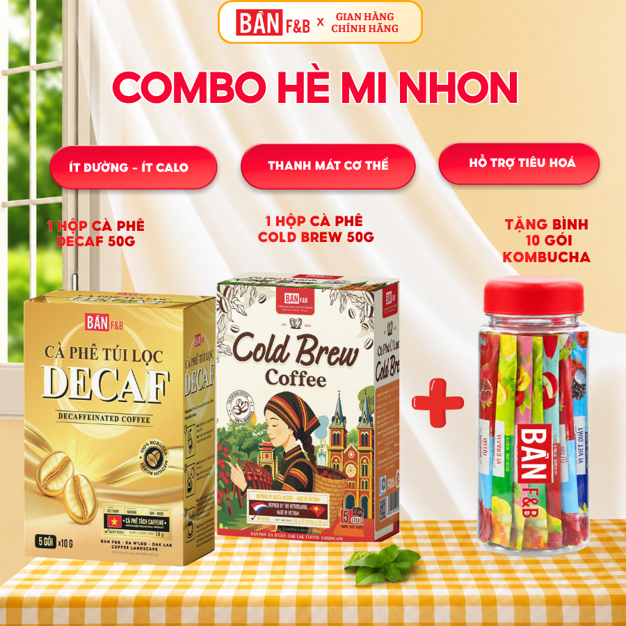[COMBO HÈ MINHON] Cold Brew & Decaf Bản F&B + Tặng 10 Gói Kombucha, Ít Calo, Tiện Lợi, Thơm Ngon Dễ 