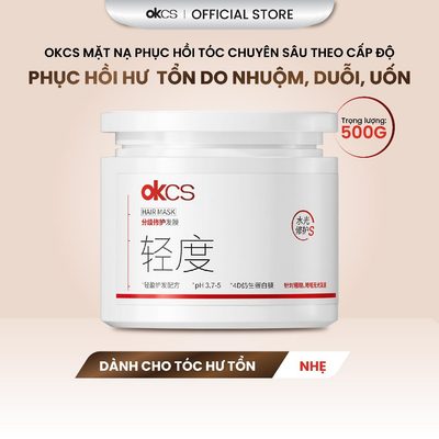 Kem ủ tóc OKCS phục hồi  tóc hư tổn, khô xơ giúp tóc chắc khỏe mềm mượt chuẩn Salon 500g- Mức độ nhẹ