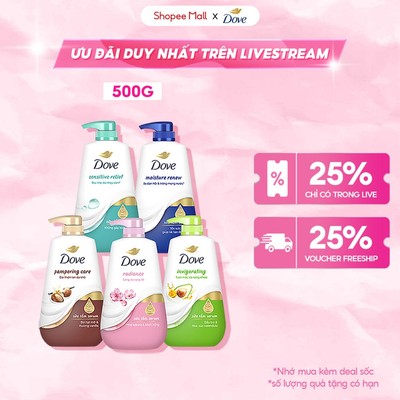 [LIVE] Sữa Tắm Serum Dove Pro-Ceramide Giúp Da Đàn Hồi Và Căng Bóng chai 500g/900g