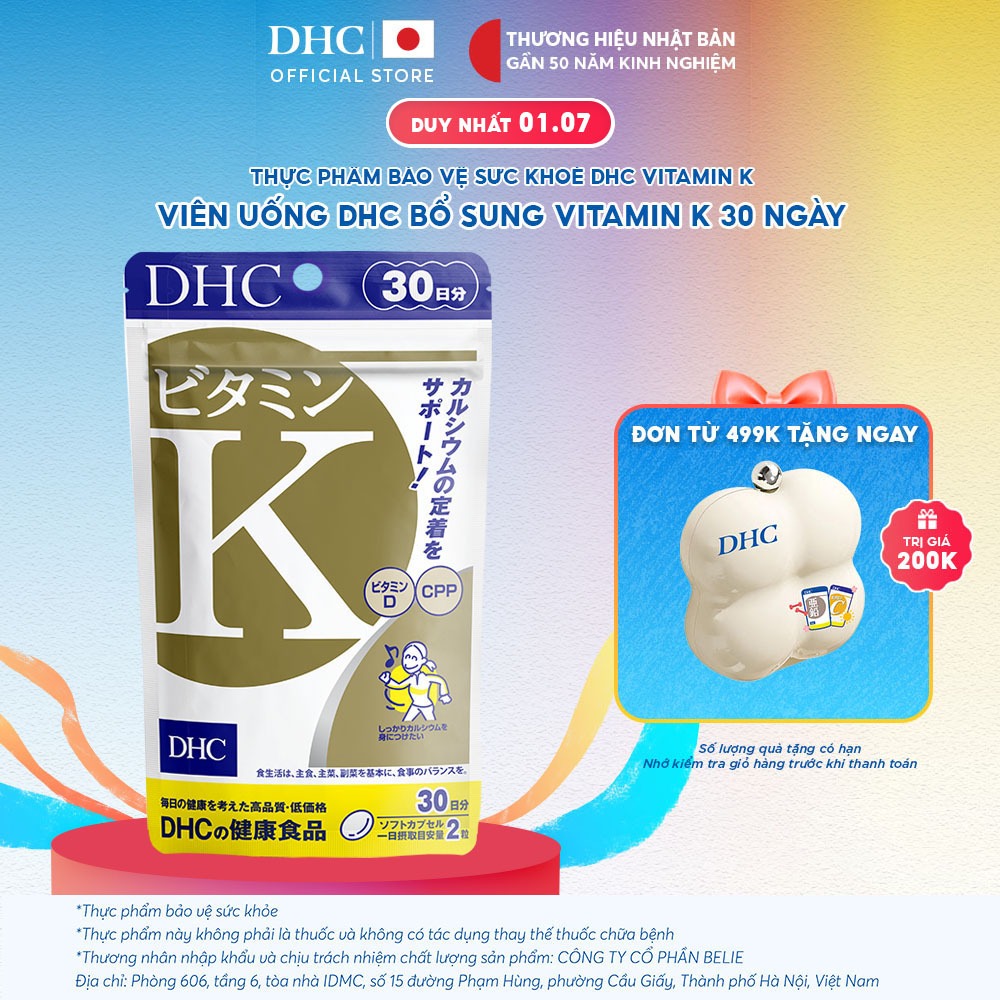 [HSD 30/06/2027] Viên uống DHC Vitamin K (30-day supply) - Thực phẩm chức năng DHC Vitamin K