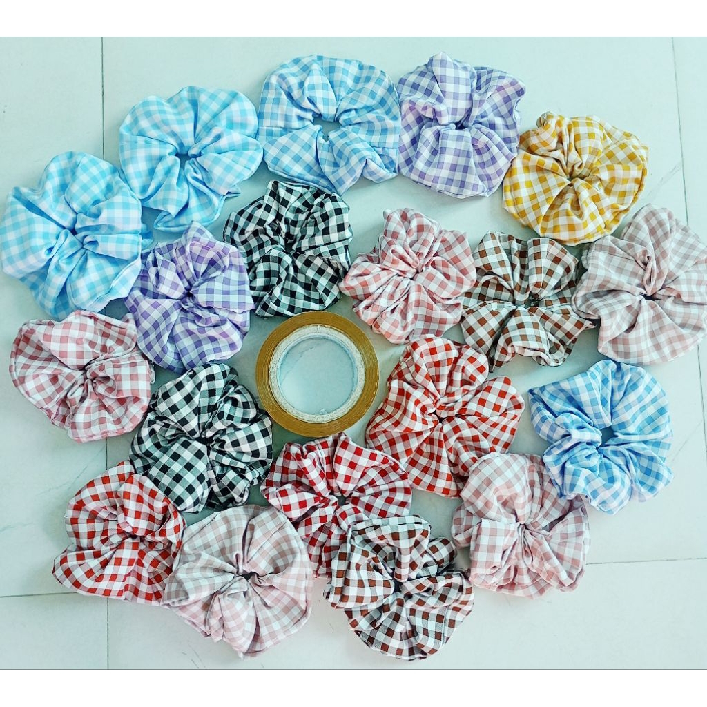 10 cột tóc scrunchies mẫu caro SIZE TO