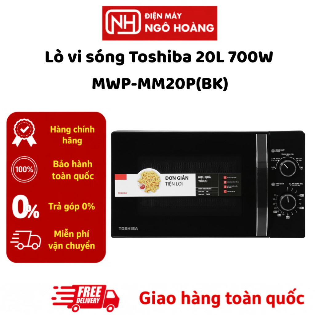 WP-MM20P(BK) Lò vi sóng Toshiba MWP-MM20P(BK) 20 lít, thiết kế nhỏ gọn, dễ sử dụng, chính hãng