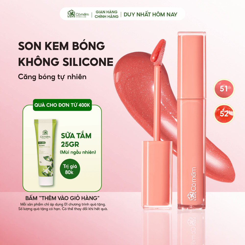 Son Bóng Thuỷ Tinh Môi Căng Mọng Mềm Mịn Từ Maxi Lip Dưỡng Ẩm Phù Hợp Cho Môi Nhạy Cảm Cỏ Mềm 5g