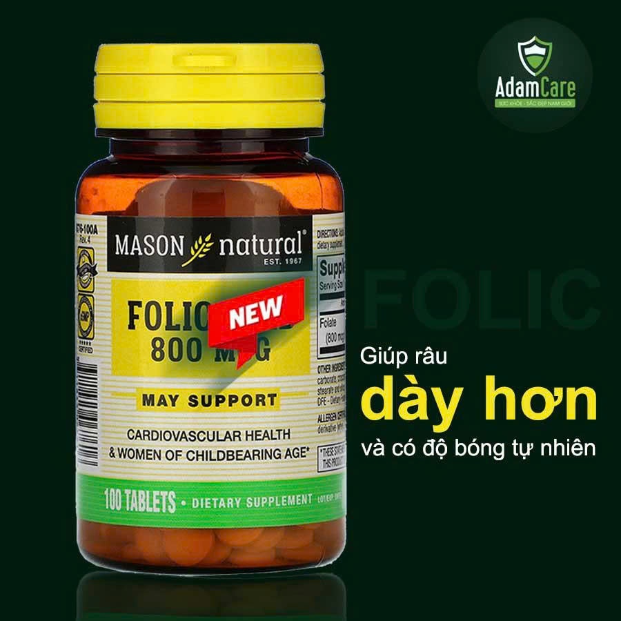 Folic Acid mason natural hỗ trợ râu tóc