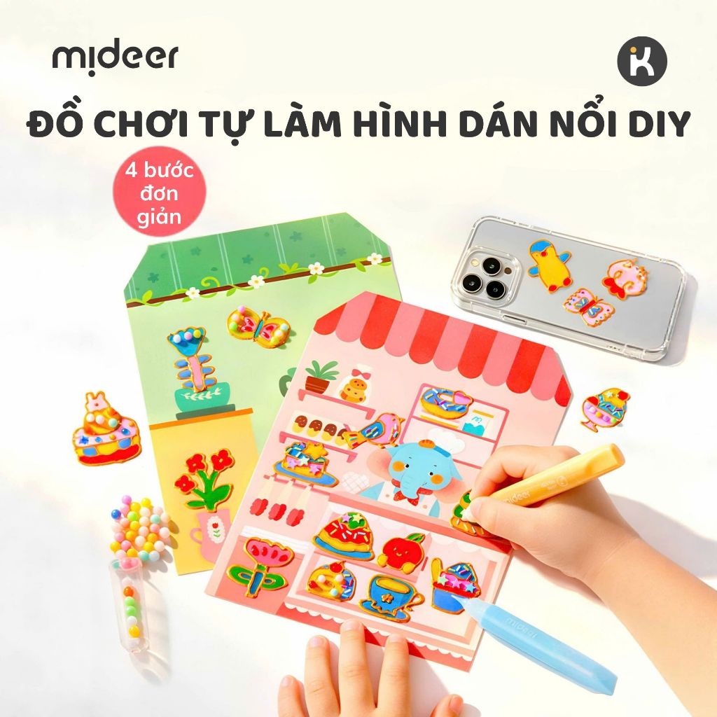 Sticker DIY Cho Bé Mideer DIY Jelly Sticker Kit - Bộ Nhãn Dán Nghệ Thuật Tự Làm Dán Được Nhiều Lần