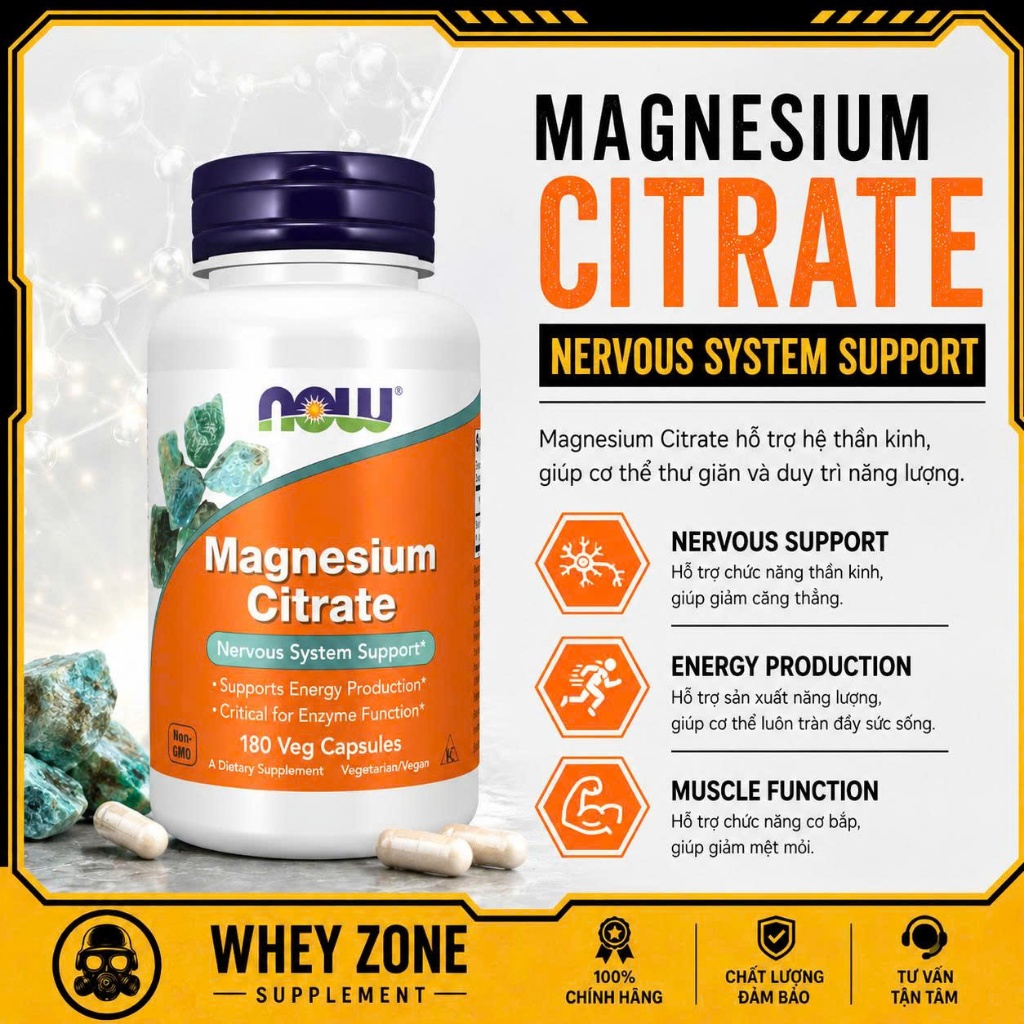 NOW Magnesium Citrate  Thực Phẩm Bổ Sung