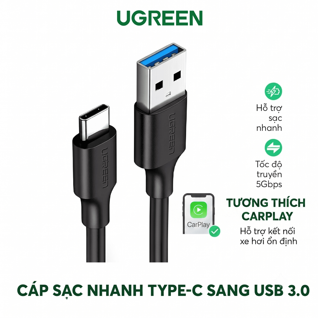 Dây cáp sạc nhanh USB 3.0 to Type-C 5Gbs 1m 2m Copy truyền dữ liệu tốc độ cao USB-A to USB-C 20883 2