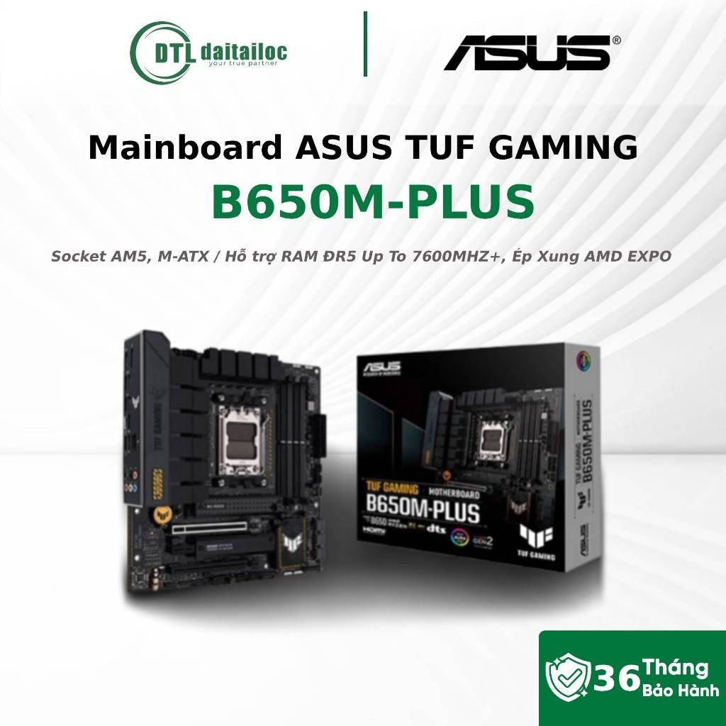 Bo Mạch Chủ Mainboard ASUS TUF GAMING B650M-PLUS - Socket AM5, M-ATX, Hỗ Trợ RAM DDR5 / Chính Hãng /