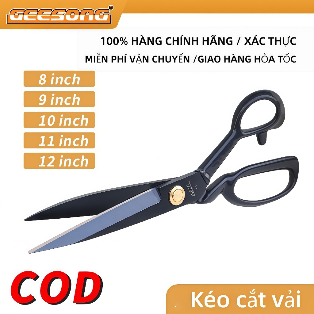 Kéo cắt vải may mặc Geesong - Thép Mn chất lượng cao, sắc bén, bền lâu