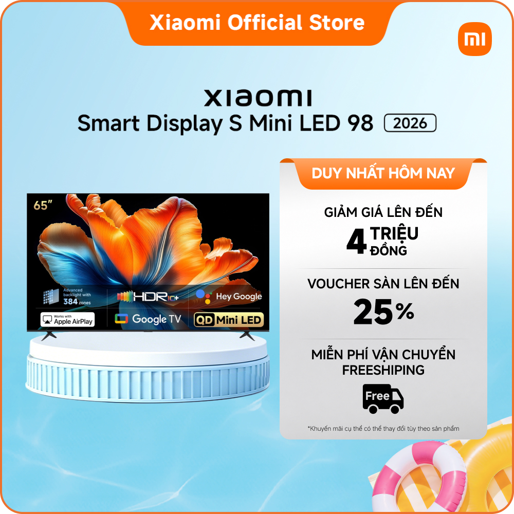 [TV Mới] Xiaomi Smart Display S Mini LED 98 2026 | QD-Mini LED với 880 vùng cho độ tương phản sâu và