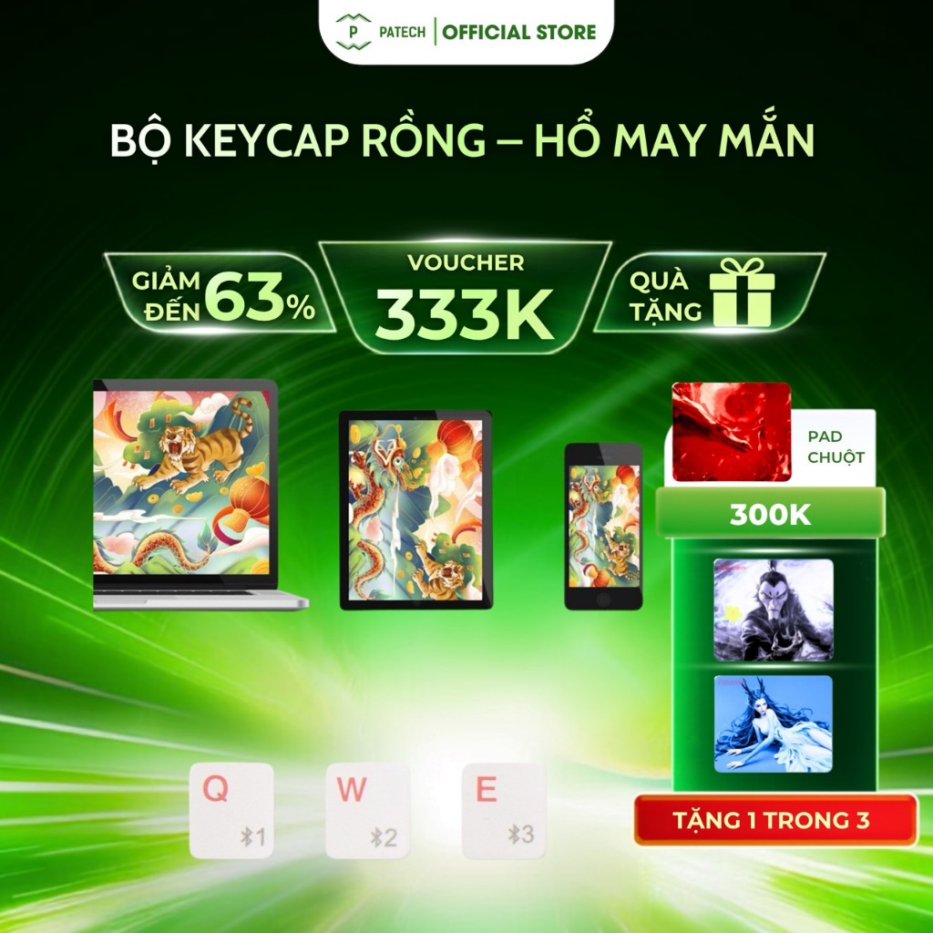 Bộ keycap Rồng – Hổ may mắn cho các dòng bàn phím cơ GM610,  GM840, GM1000