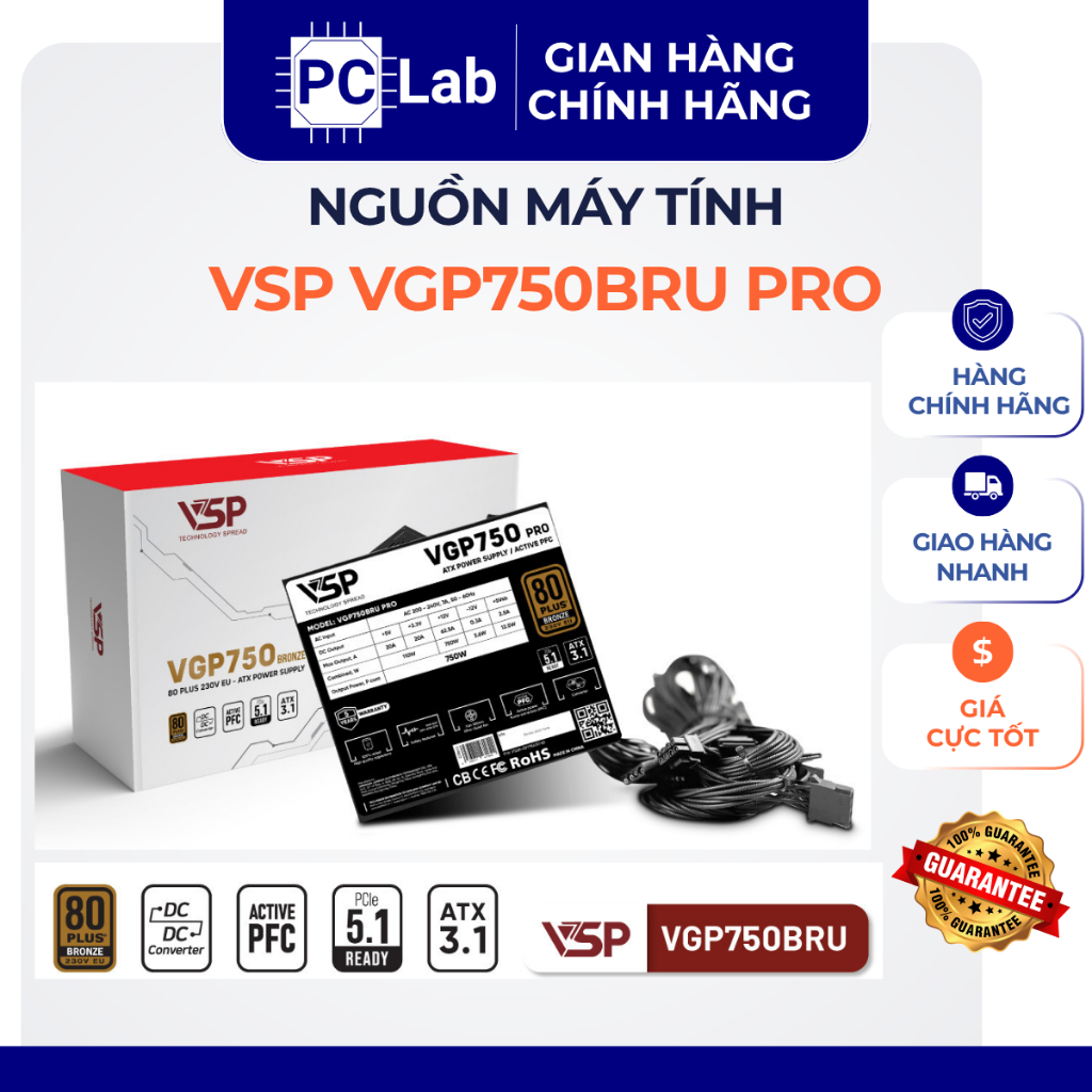 Nguồn PC máy tính VSP VGP750BRU PRO 750W Chính Hãng
