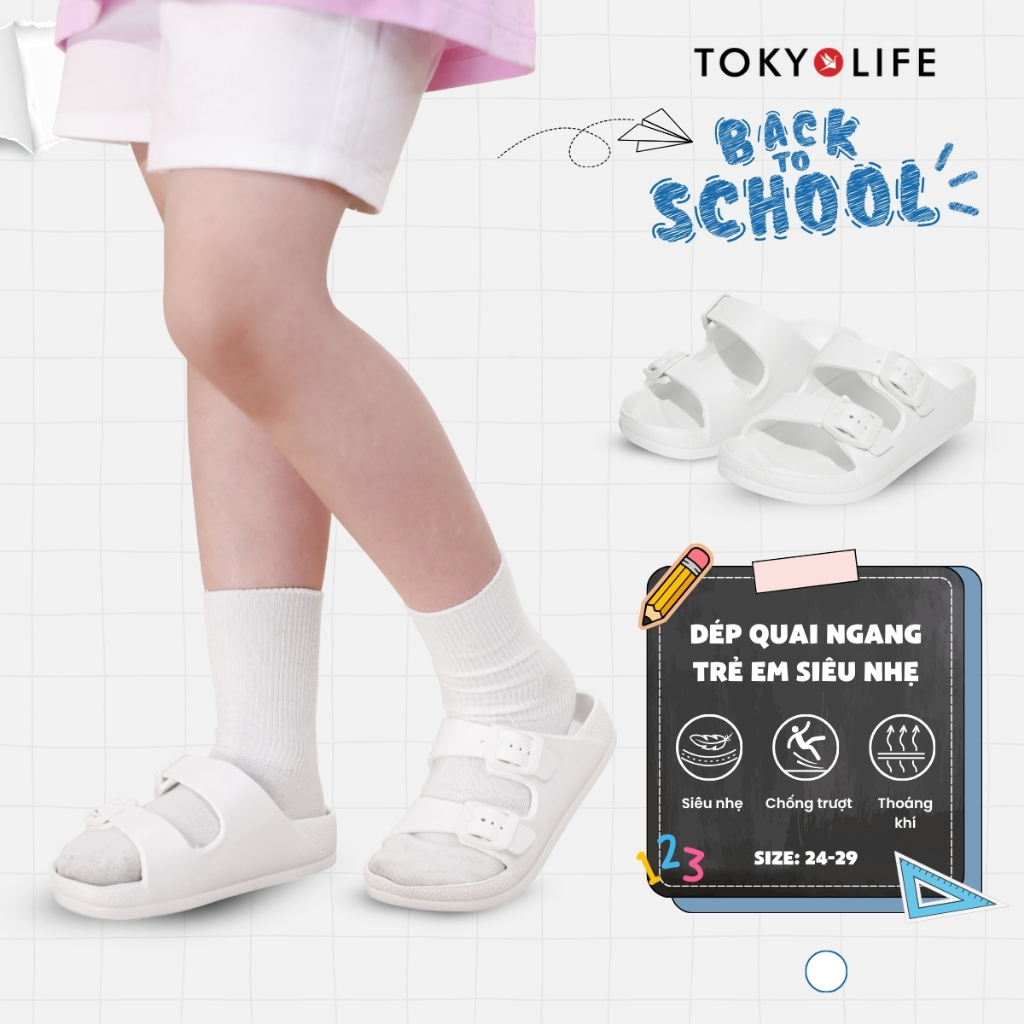 Dép quai ngang trẻ em siêu nhẹ TOKYOLIFE dép lê chống trơn trượt cho bé size 24-29 40002216