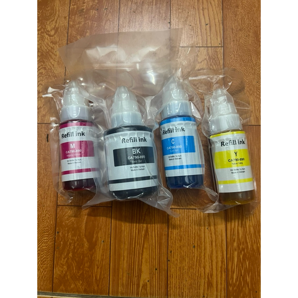 Bộ mực 4 màu 790 reffil ink Đen, Xanh, Đỏ, Vàng dùng cho máy in phun Canonn G2010/G3010/G3000/G1000/