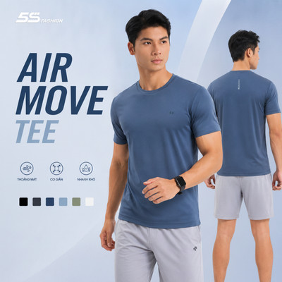 Áo Thun Nam AIR MOVE TEE 5S FASHION Phong Cách Thể Thao, Vải Thoáng Khí Tự Nhiên M0ATS26042