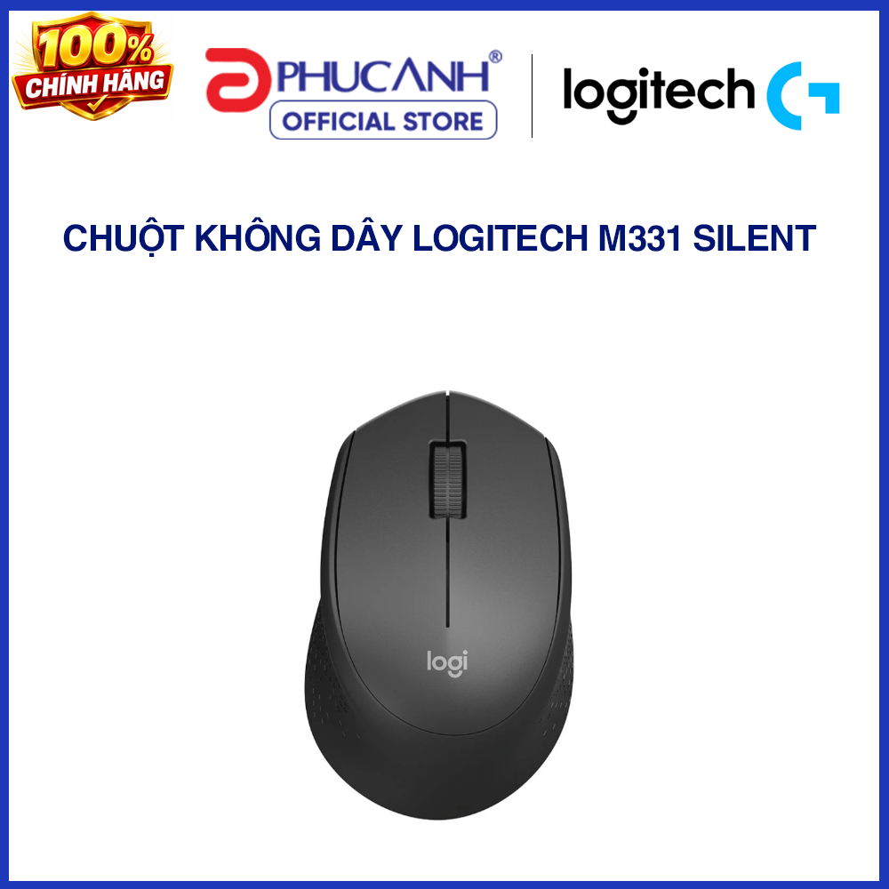 Chuột không dây Logitech Quang M331 (silent)- Màu đen