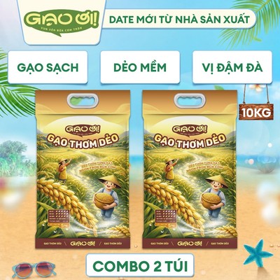 Combo 2 Túi Gạo Thơm Dẻo Túi 5kg - Chính Hãng Gạo Ơi - Tổng 10kg