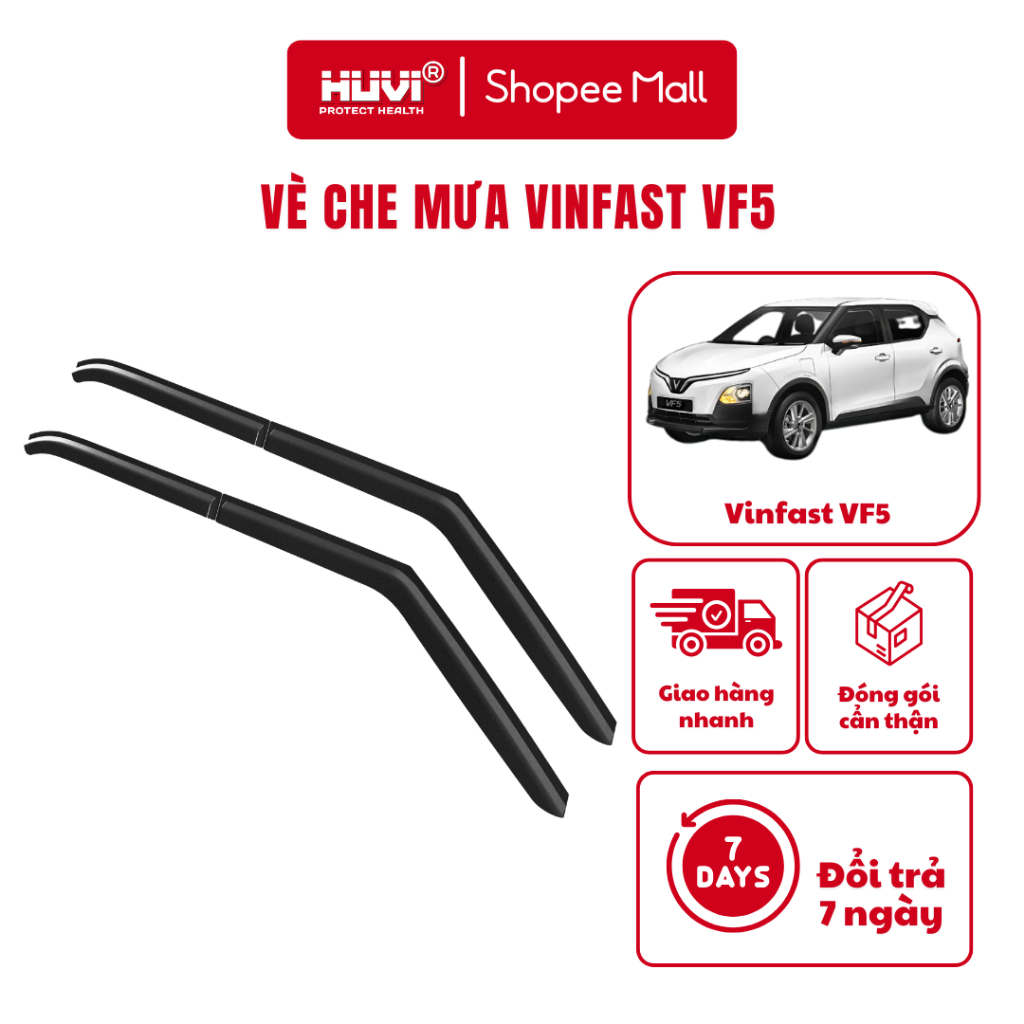 Vè che mưa Vinfast VF5 nhựa ABS nguyên sinh HUVI (Chắn mưa - hạn chế tạt nước)