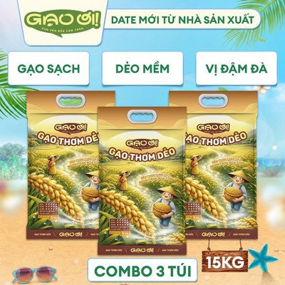 Combo 3 Túi Gạo Thơm Dẻo Túi 5kg - Chính Hãng Gạo Ơi - Tổng 15kg