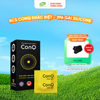 Bao cao su siêu mỏng CONQ khác biệt gân gai làm tăng hưng phấn, giữ lửa cuộc yêu size 52mm hộp 12 bao