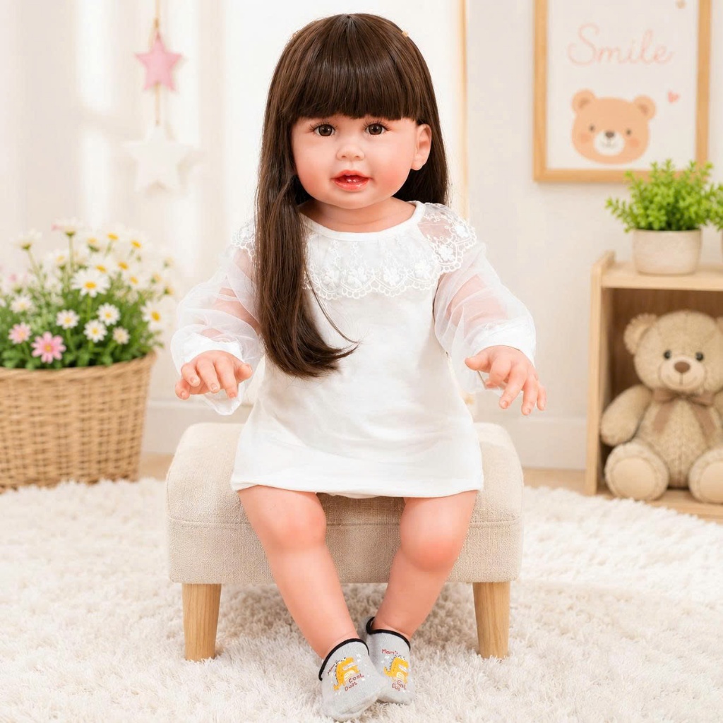 Búp Bê Teegan NPK Bé Gái Tóc Dài 70 cm = 28 inch Reborn Vinyl Doll PVN6951 (kèm vớ ngẫu nhiên)