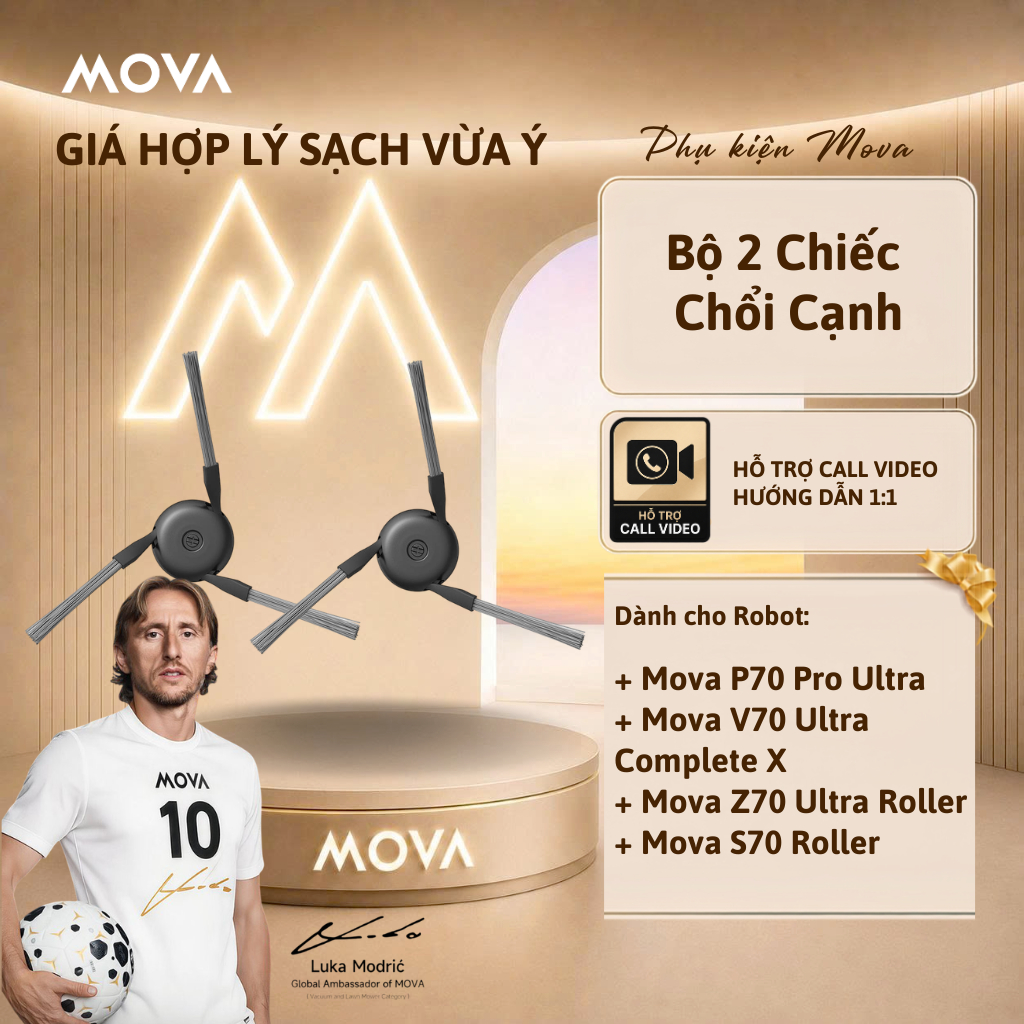 Bộ 2 Chổi Cạnh Thay Thế Cho Mova P70 Pro Ultra / V70 Ultra Complete / Z70 Ultra Roller / S70 Roller-