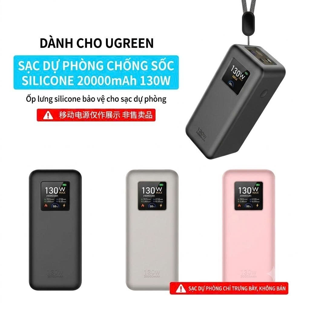 Ốp Bảo Vệ Silicon UGREEN Nexode PB721 20000 mAh 130W – Ốp Silicon Mềm Chống Trầy, Chống Va Đập, Bảo 