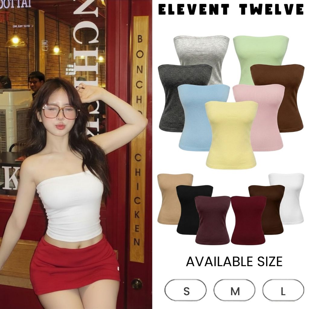 Áo ống trơn basic ôm body Elevent Twelve, chất vải cotton min, co giãn, mềm mại không lộ