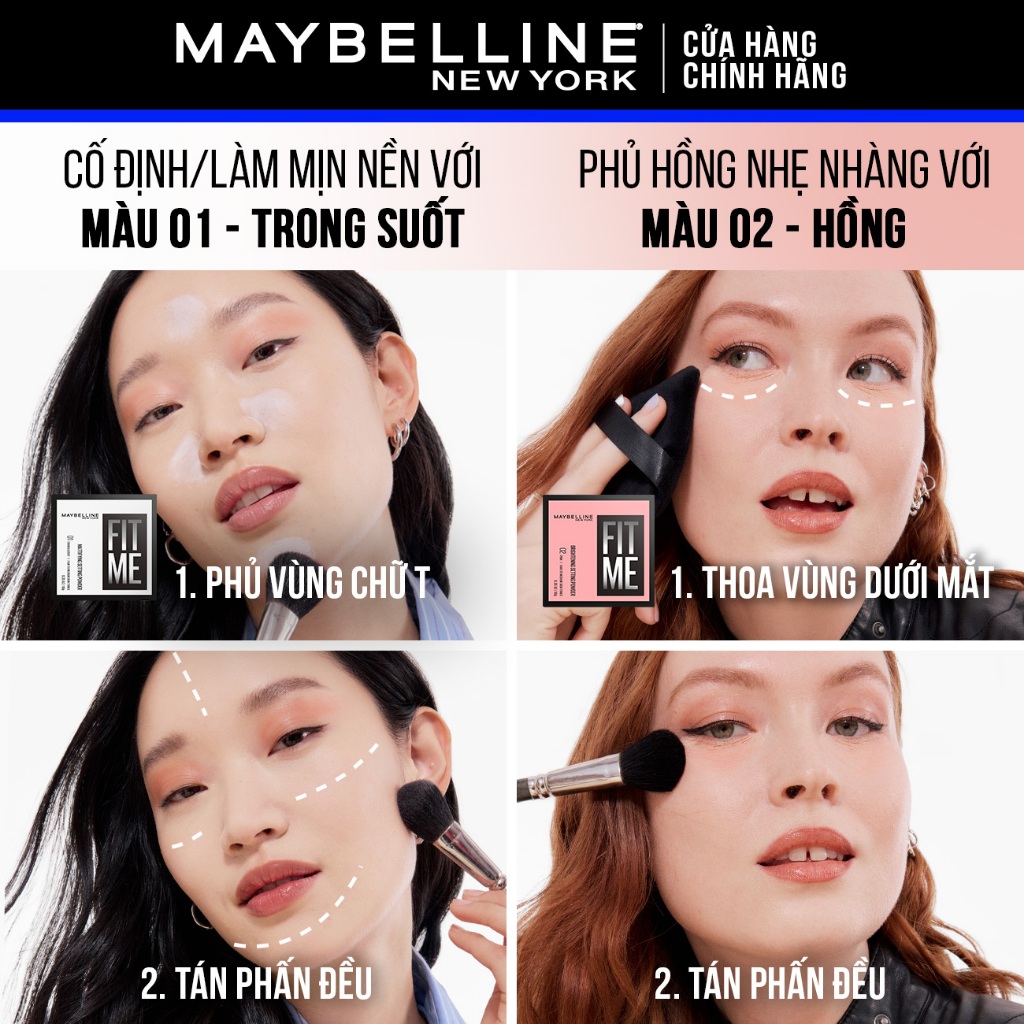 Phấn phủ bột "filter" cà da, kiềm dầu, chống nước, lâu trôi 16H Fit Me Mattifying Setting Powder Maybelline New York 10g | BigBuy360 - bigbuy360.vn